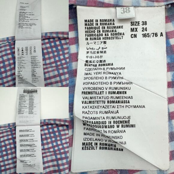 Prada Gingham Print Cotton Button-Down Sleeveless Shirt Top Red/White/Blue US 2 - Picture 7 of 10